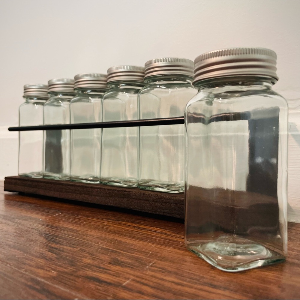 Set of Hanging Glass Spice Jars with Custom Labels